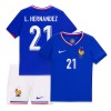 Conjunto (Camiseta+Pantalón Corto) Francia L. Hernandez 21 Primera Equipación Euro 2024 - Niño